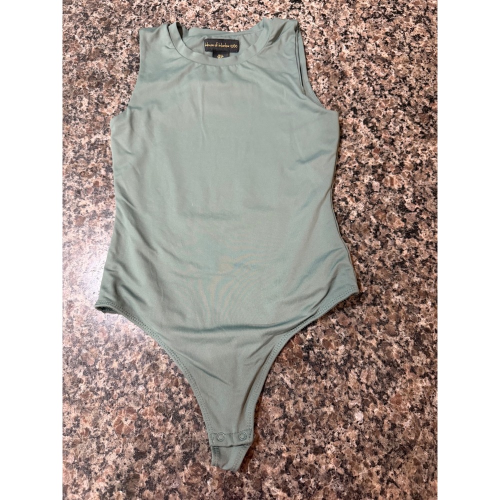 House of Harlow 1960 Sage Green Sleeveless Thong Bodysuit Small